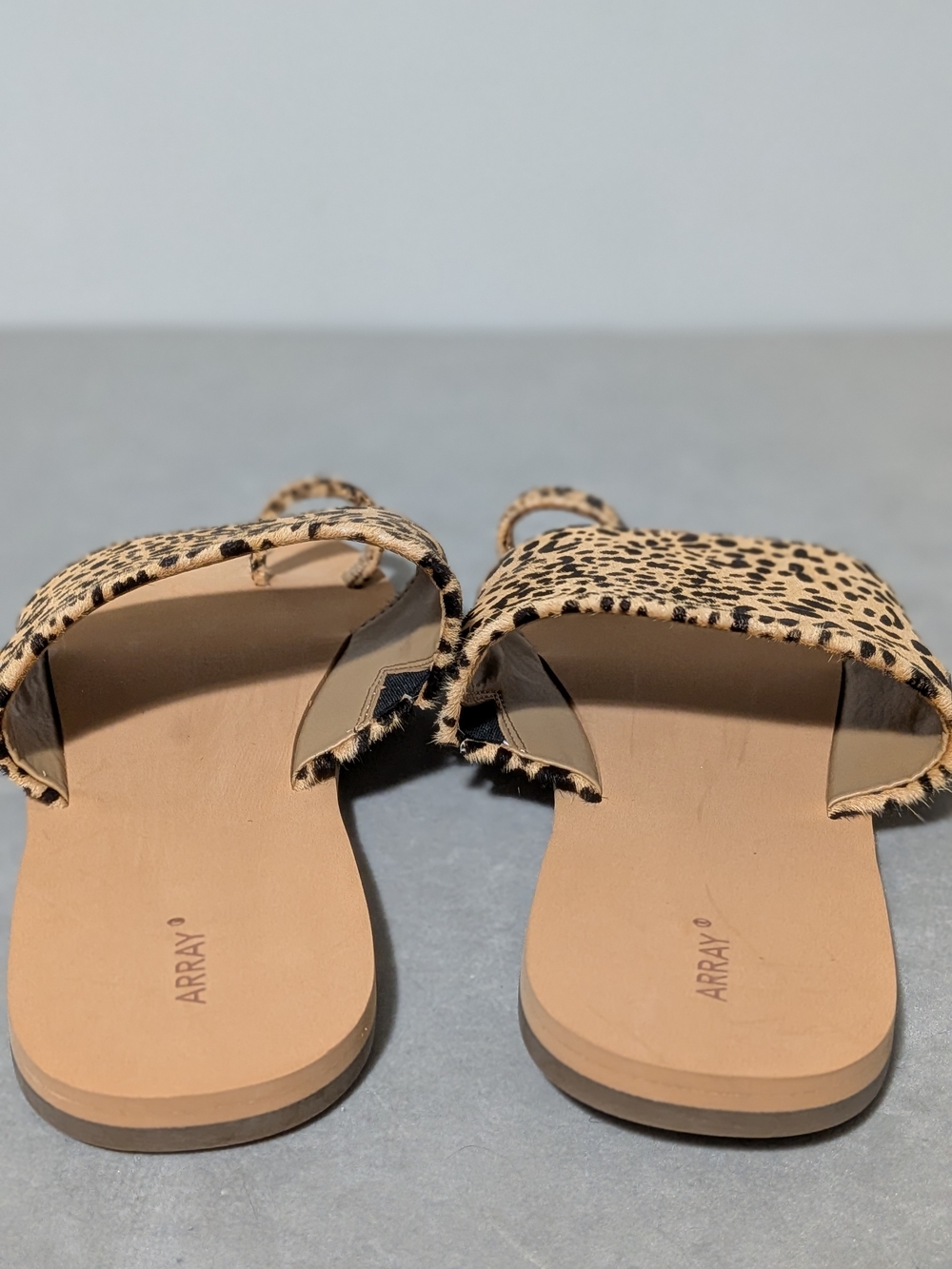 Array Leopard-Print Toe-Ring Slide Sandals - Beige/Black - Picture 2 of 6